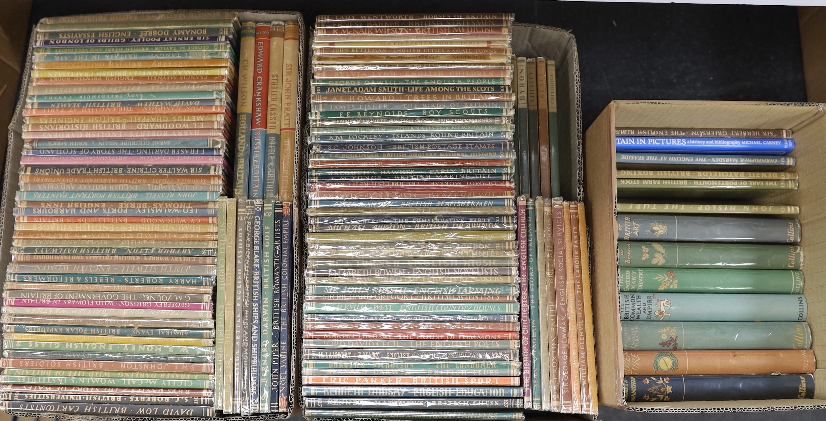 Britain in Pictures. One hundred and eighteen volumes in this series, including, Orwell, George. The English People. 1947; Haskell, Arnold. Australia. 1941; Marsh, Ngaio and Burden, R. M. New Zealand, 1942; Greene, Graha